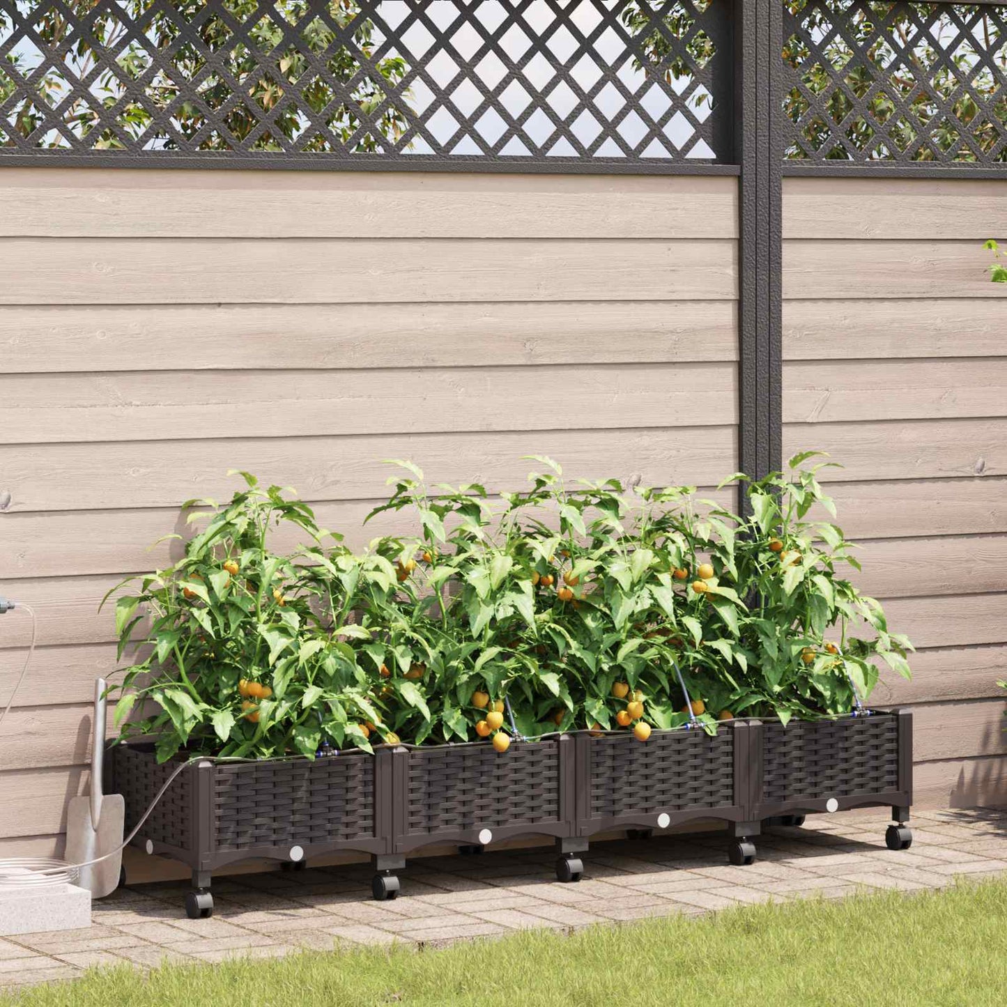 Garten Blumenkübel Mit Bewässerung Und Rädern 4 Stk. Pp
