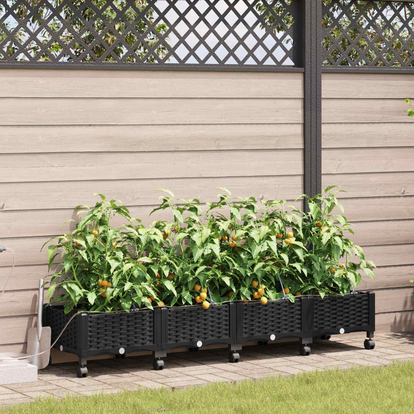 Garten Blumenkübel Mit Bewässerung Und Rädern 4 Stk. Pp