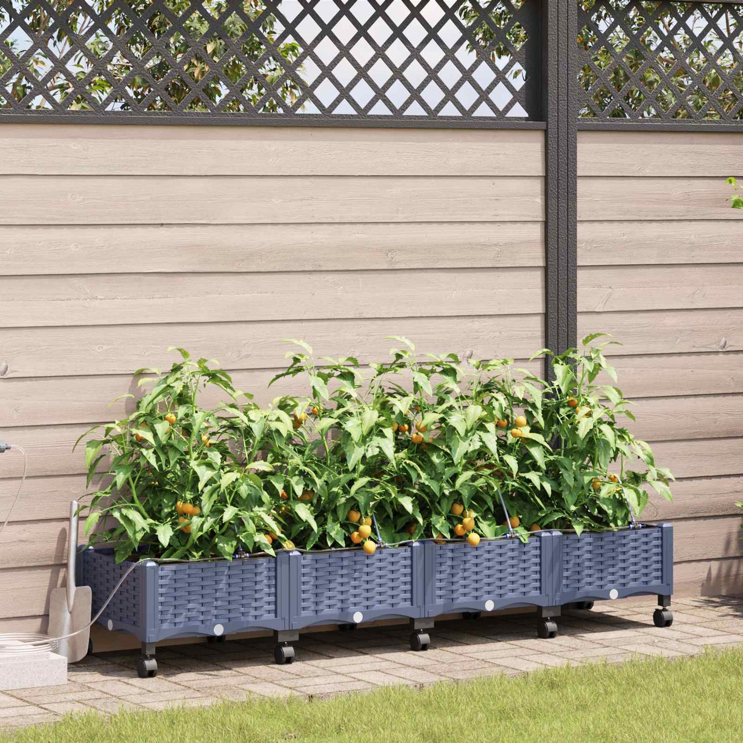 Garten Blumenkübel Mit Bewässerung Und Rädern 4 Stk. Pp