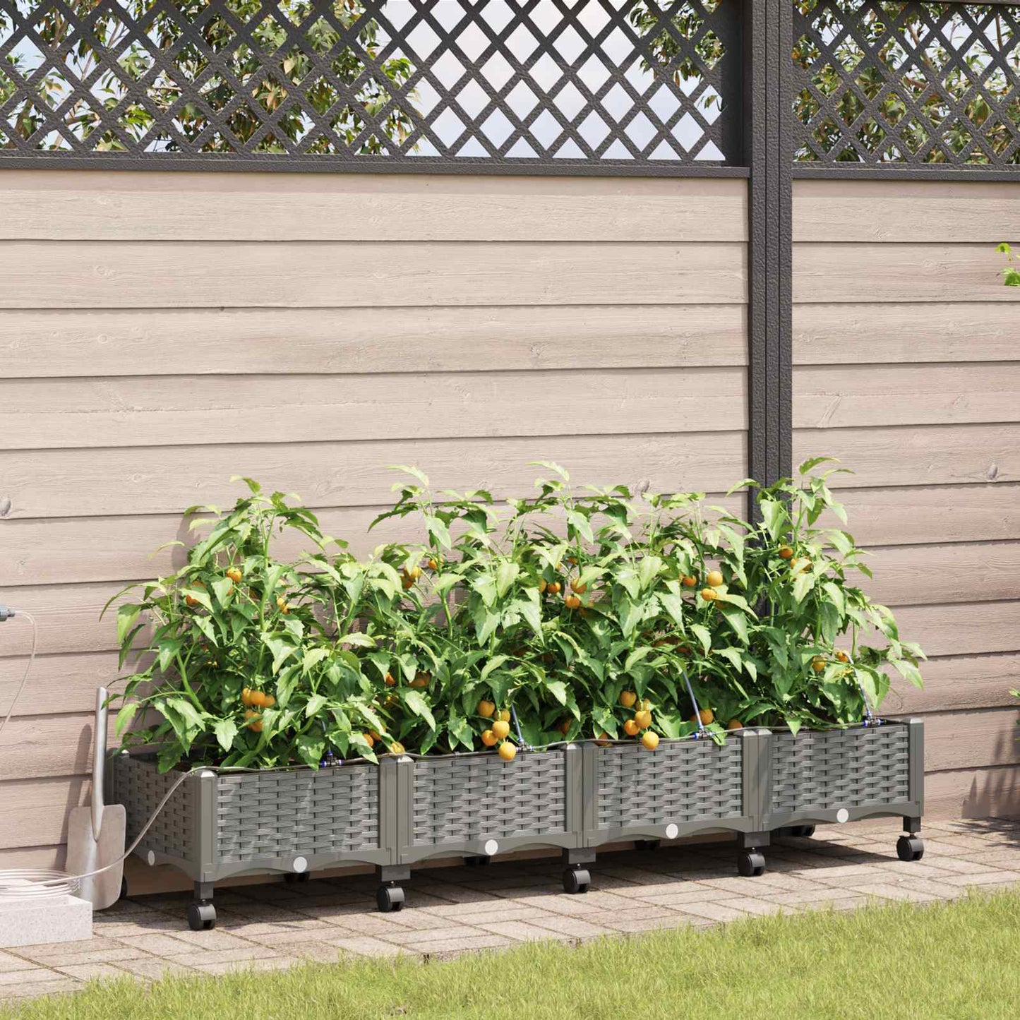 Garten Blumenkübel Mit Bewässerung Und Rädern 4 Stk. Pp