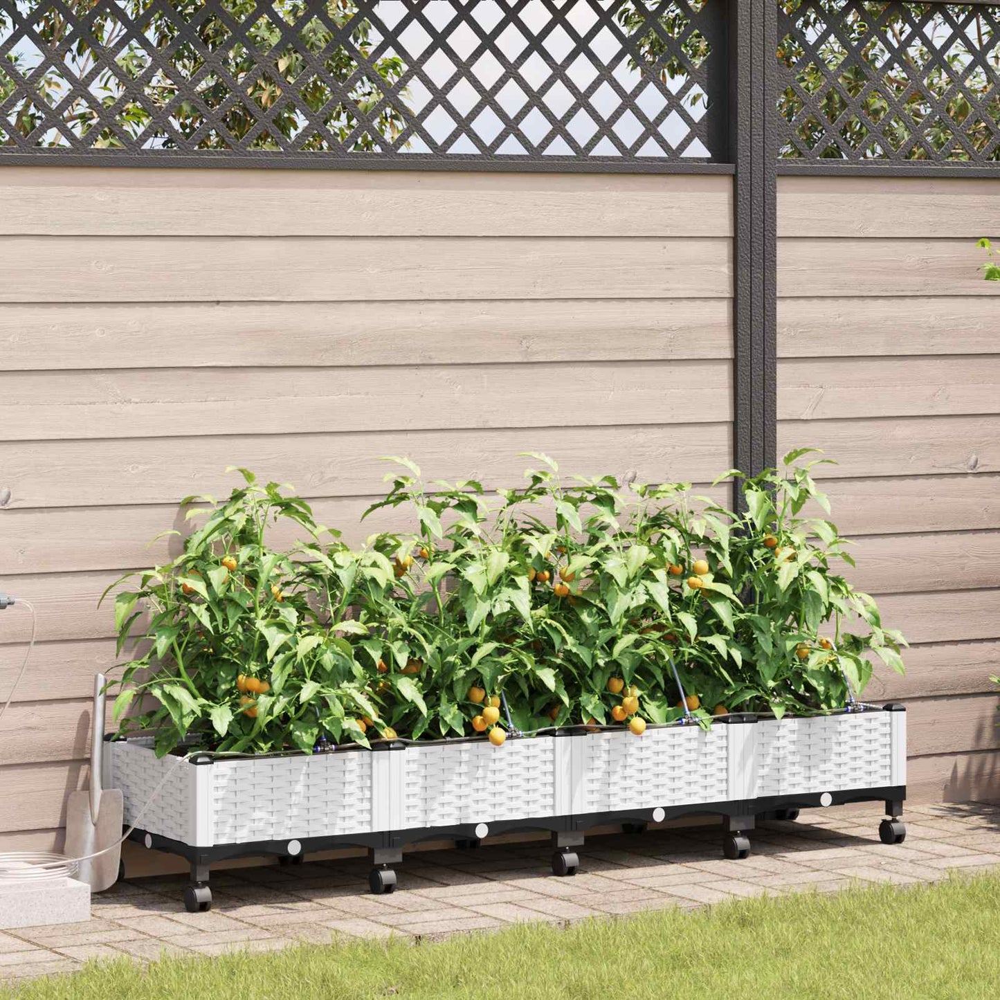 Garten Blumenkübel Mit Bewässerung Und Rädern 4 Stk. Pp