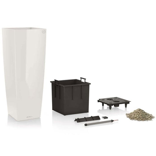 LECHUZA Pflanzgefäß Cubico Alto 40 ALL-IN-ONE Glänzend Weiß 18230 421493