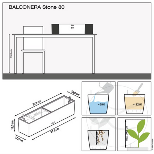 LECHUZA BALCONERA Stone 80