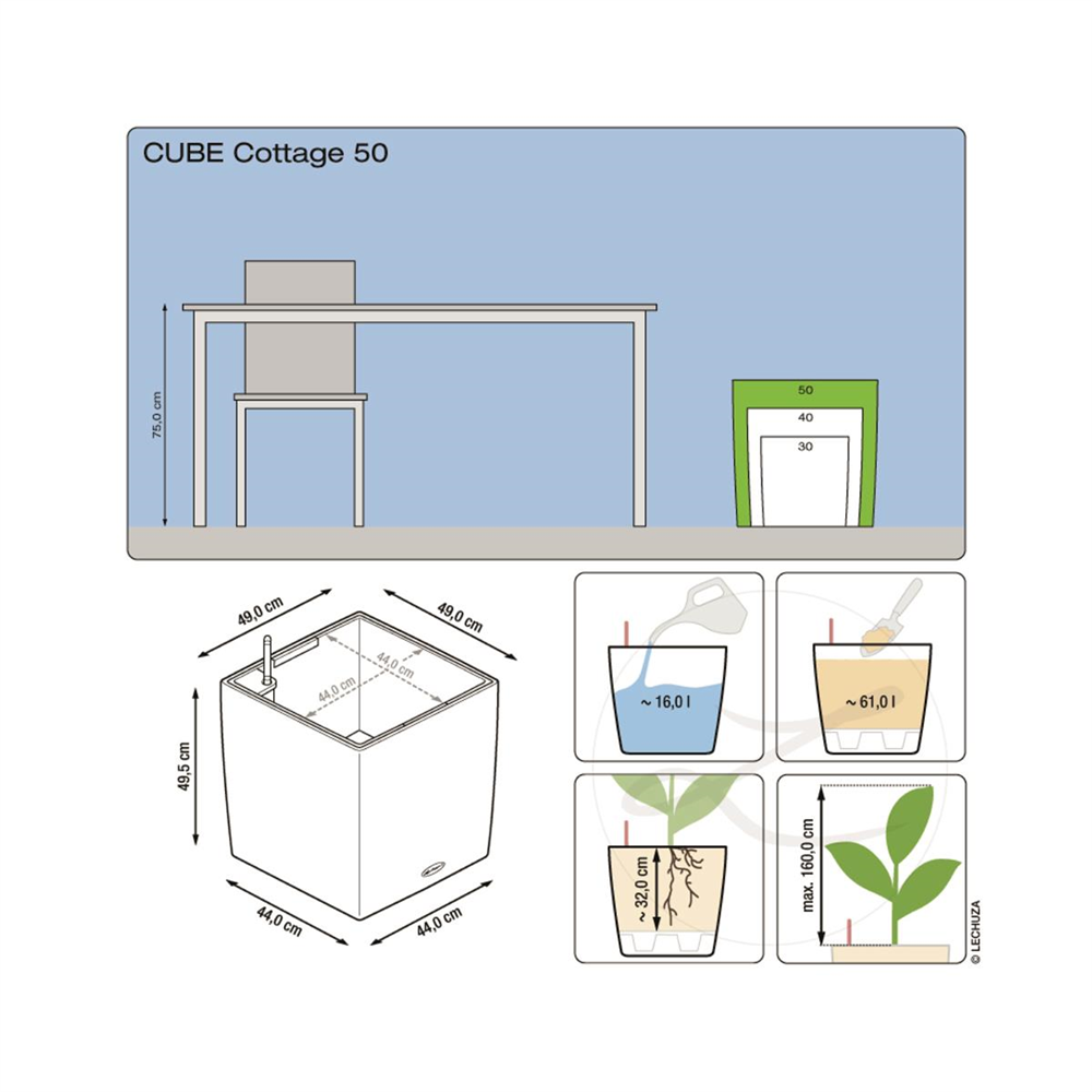 LECHUZA CUBE Cottage 50