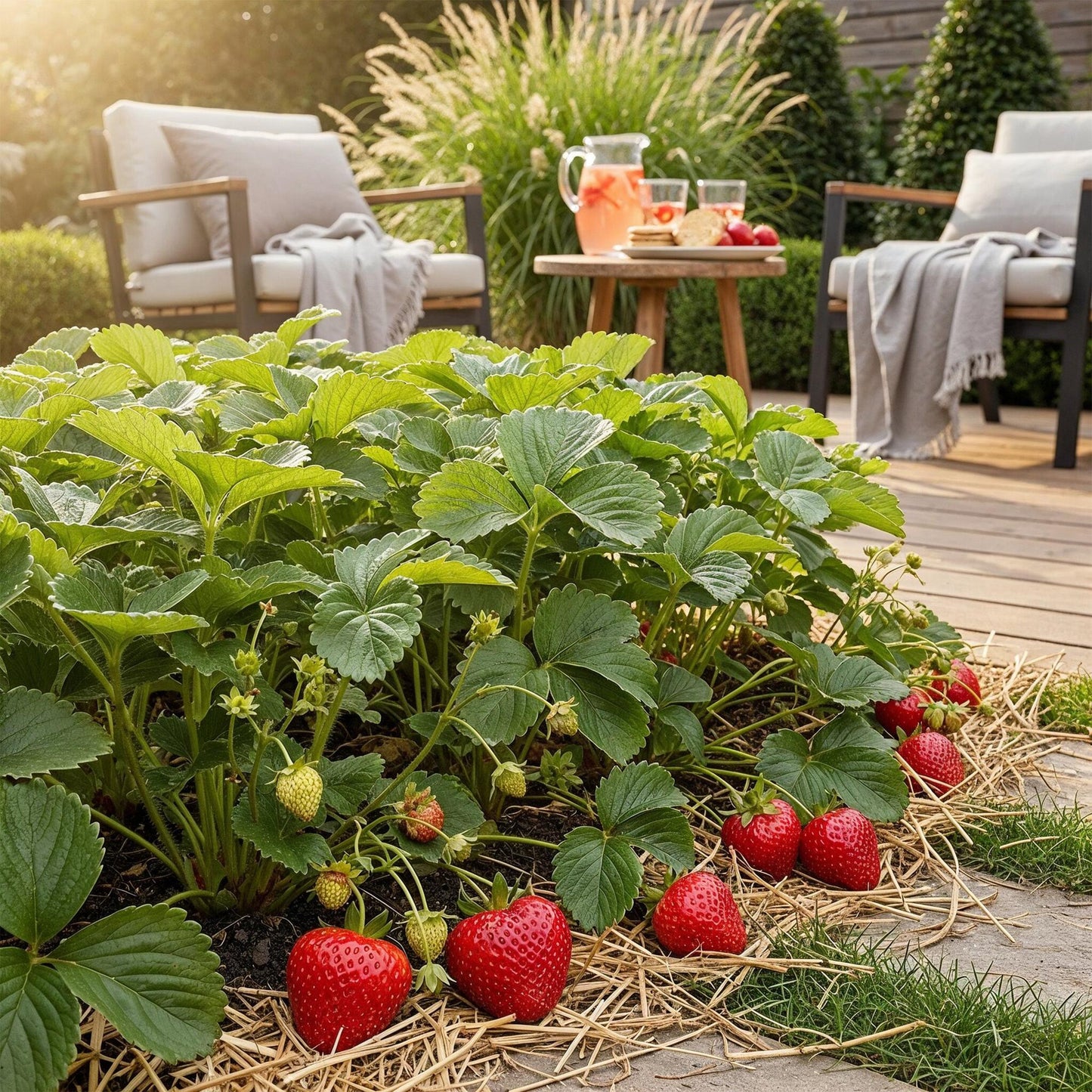 Obstpflanzen - Erdbeere - Fragaria Elvira - Winterhart - 6 Pflanzen - Topf 9 cm - Rote Erdbeere