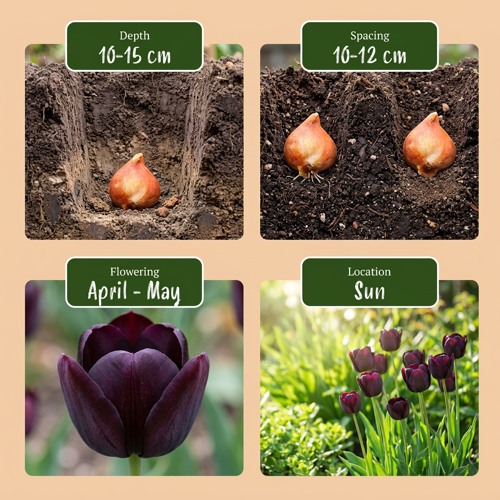 24x Tulipa Triumph Black - Triumph tulip - Dark Purple - Spring bloomer
