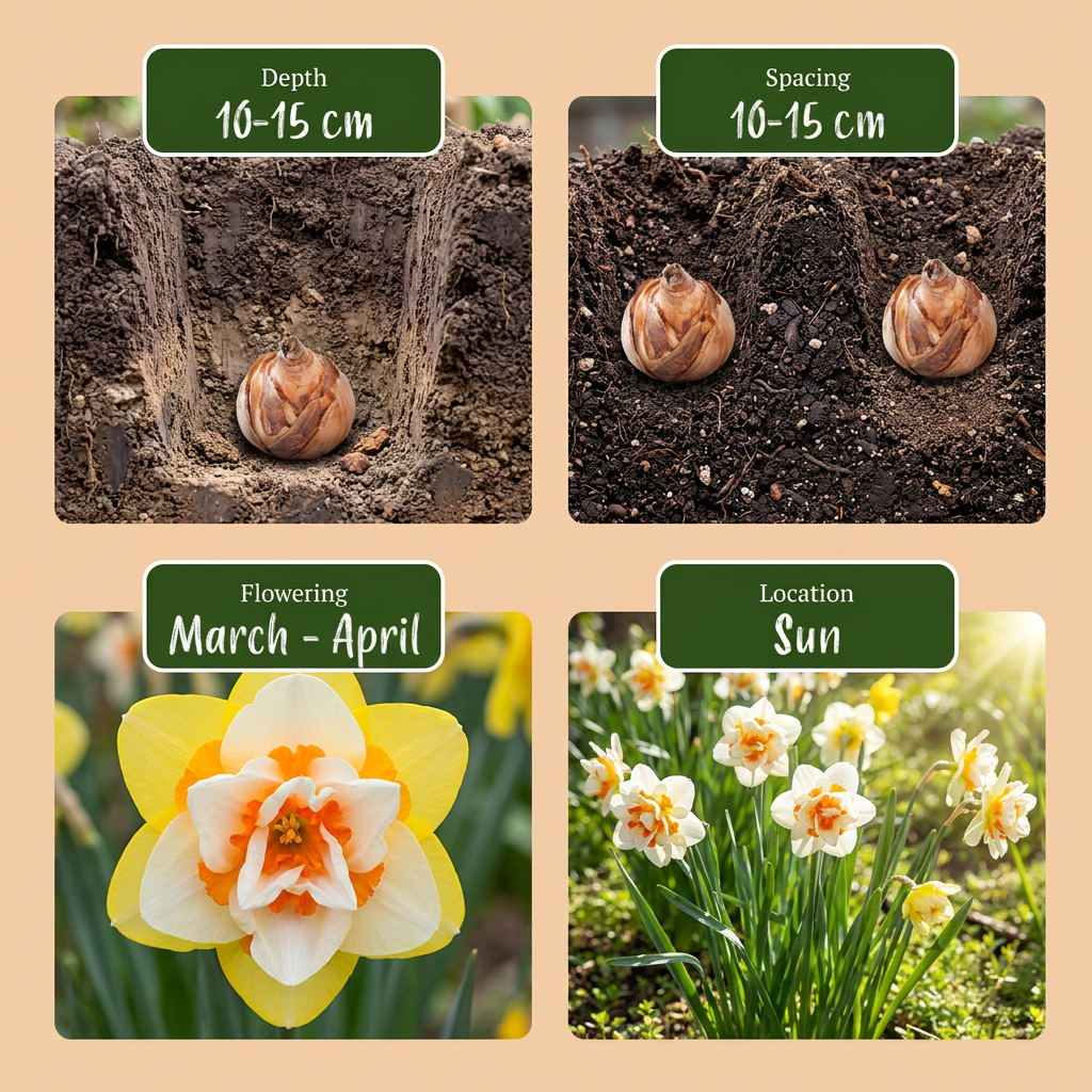 10x Narcissus Double mix - Gefüllte Narzissen Mischung - Gelb und Weiß - Frühlingsblüher - Zwiebelgröße 12/14