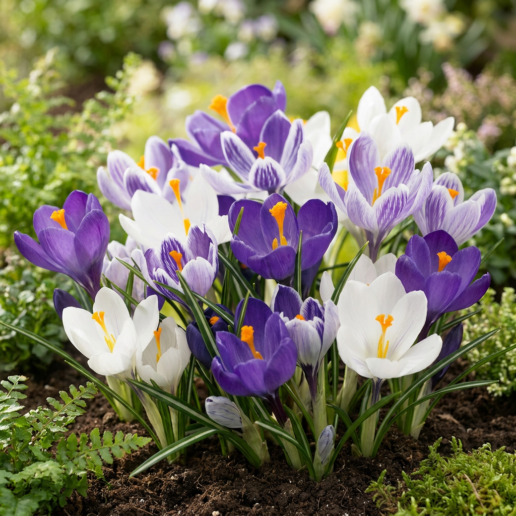 30x Crocus Blue - White - Blau-weißer Krokus - Blau und Weiß - Verwilderungszwiebel - Zwiebelgröße 7/8