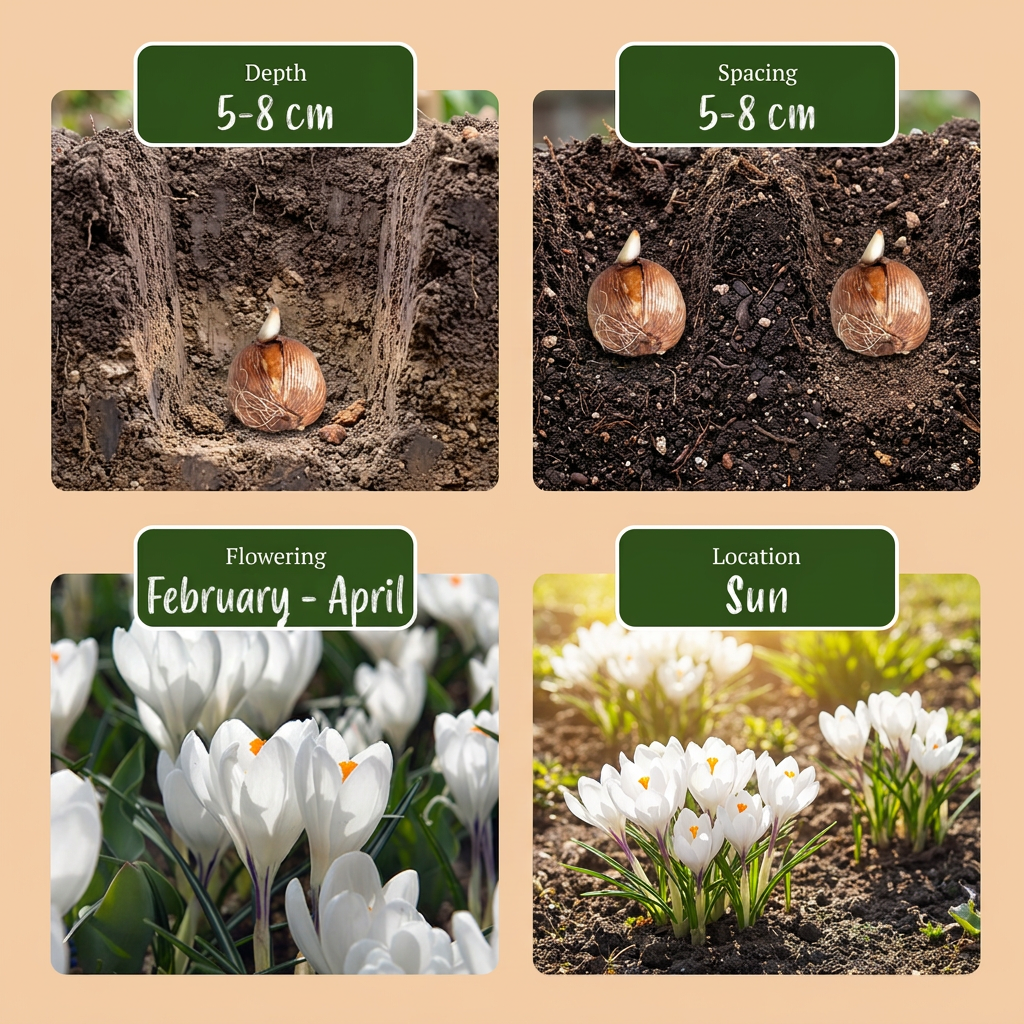 30x Crocus White - Weißer Krokus - Diverses - Verwilderungszwiebel - Zwiebelgröße 7/8