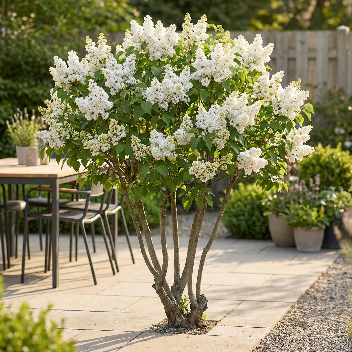 Syringa vulgaris Mme Lemoine - Common Lilac  - weiß - 1 Pflanze - Topf 17cm - Höhe 45cm