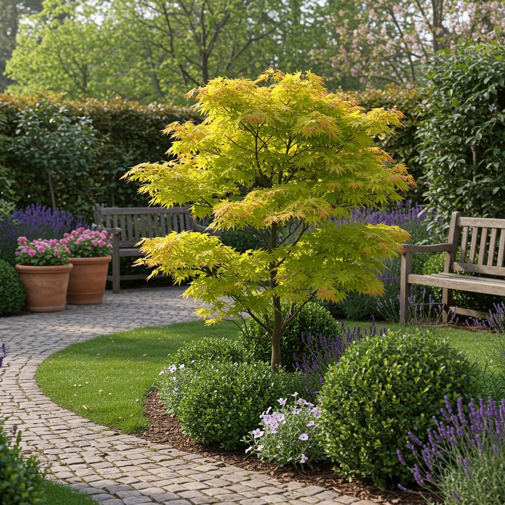 Japanischer Ahorn - Acer palmatum Jordan - Gelb - 1 Pflanze - Laubabwerfend - Topf 19cm Höhe 70cm