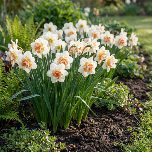 10x Narcissus Replete - Gefüllte Narzisse Replete - Weiß und Orange