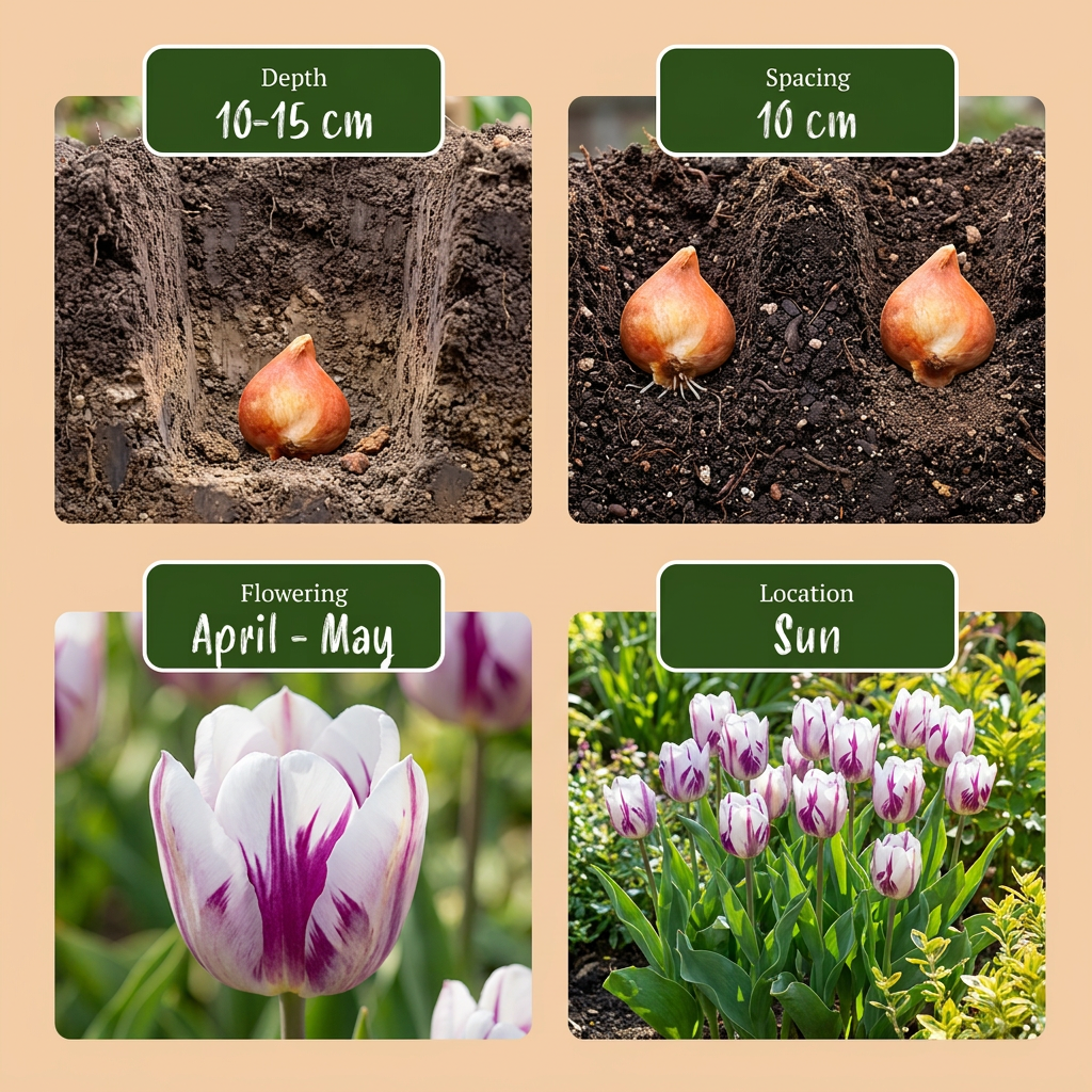 30x Tulipa Flaming Flag - Flaming Flag tulip - White and Purple - Spring bloomer