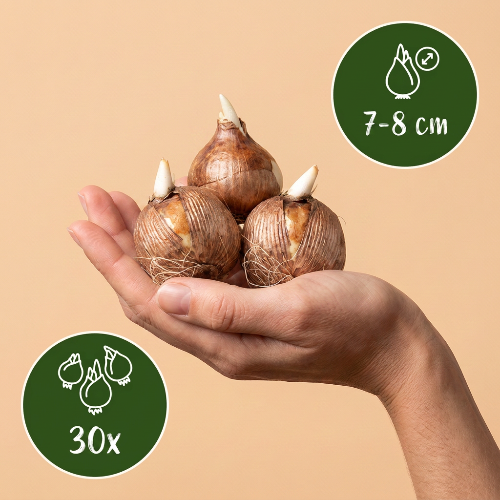 30x Crocus White - Weißer Krokus - Diverses - Verwilderungszwiebel - Zwiebelgröße 7/8