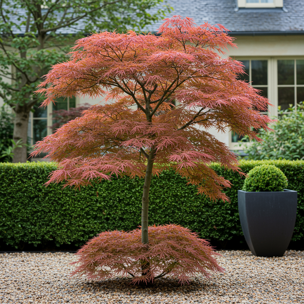 Japanischer Ahorn - Acer palmatum Jerre Swarts - Dunkelrot - 1 Pflanze - Laubabwerfend - Topf 19cm Höhe 70cm