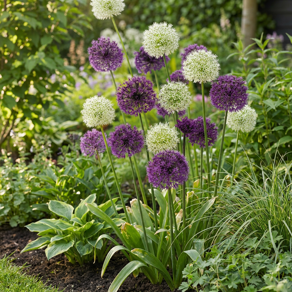 40x Allium Purple - White Mix - Lila-Weiße Zierlauch-Mischung - Lila und Weiß - Sommerblüher - Zwiebelgröße 10/12