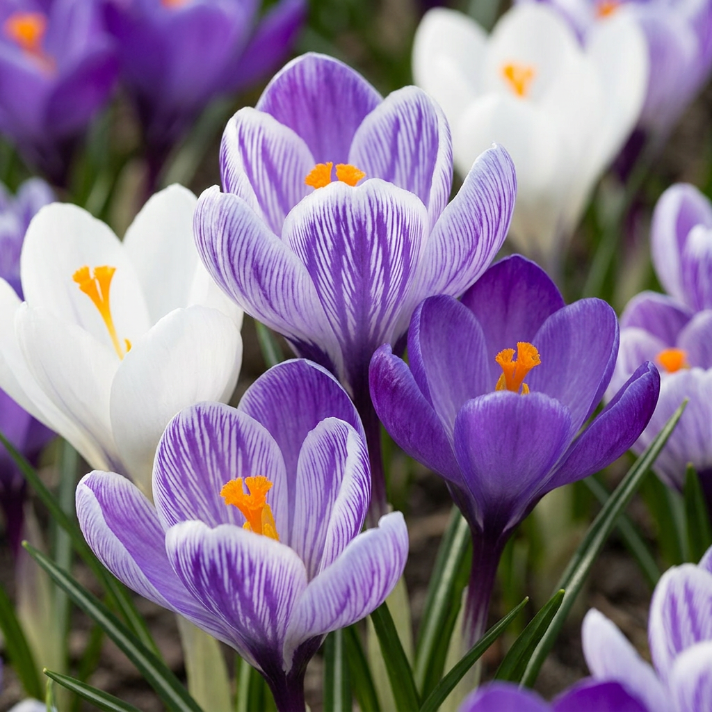 30x Crocus Blue - White - Blau-weißer Krokus - Blau und Weiß - Verwilderungszwiebel - Zwiebelgröße 7/8