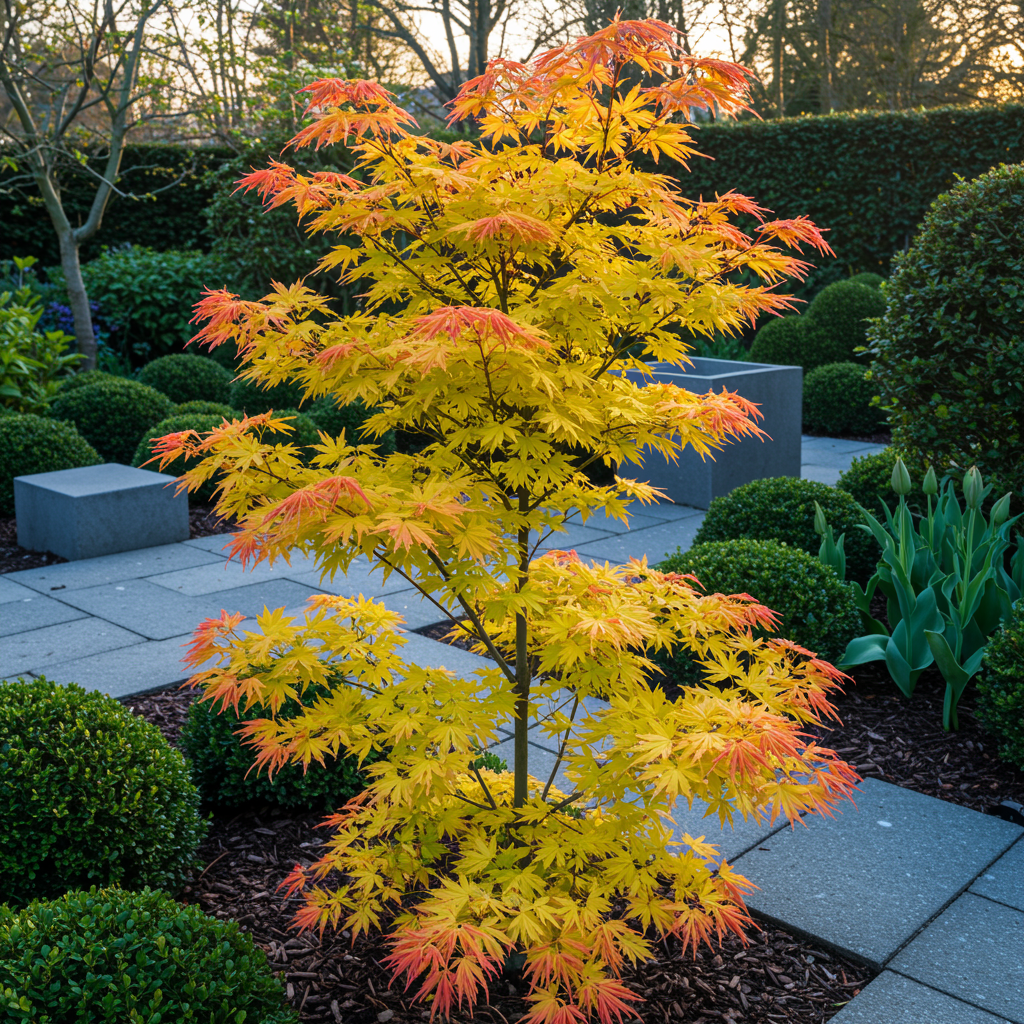 Japanischer Ahorn - Acer palmatum Orange Dream - Orange - 2 Pflanzen - Laubabwerfend - Topf 19cm Höhe 70cm