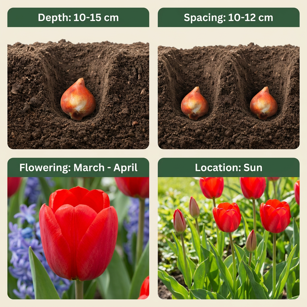 30x Tulipa Triumph Red - Triumph tulip - Red - Spring bloomer