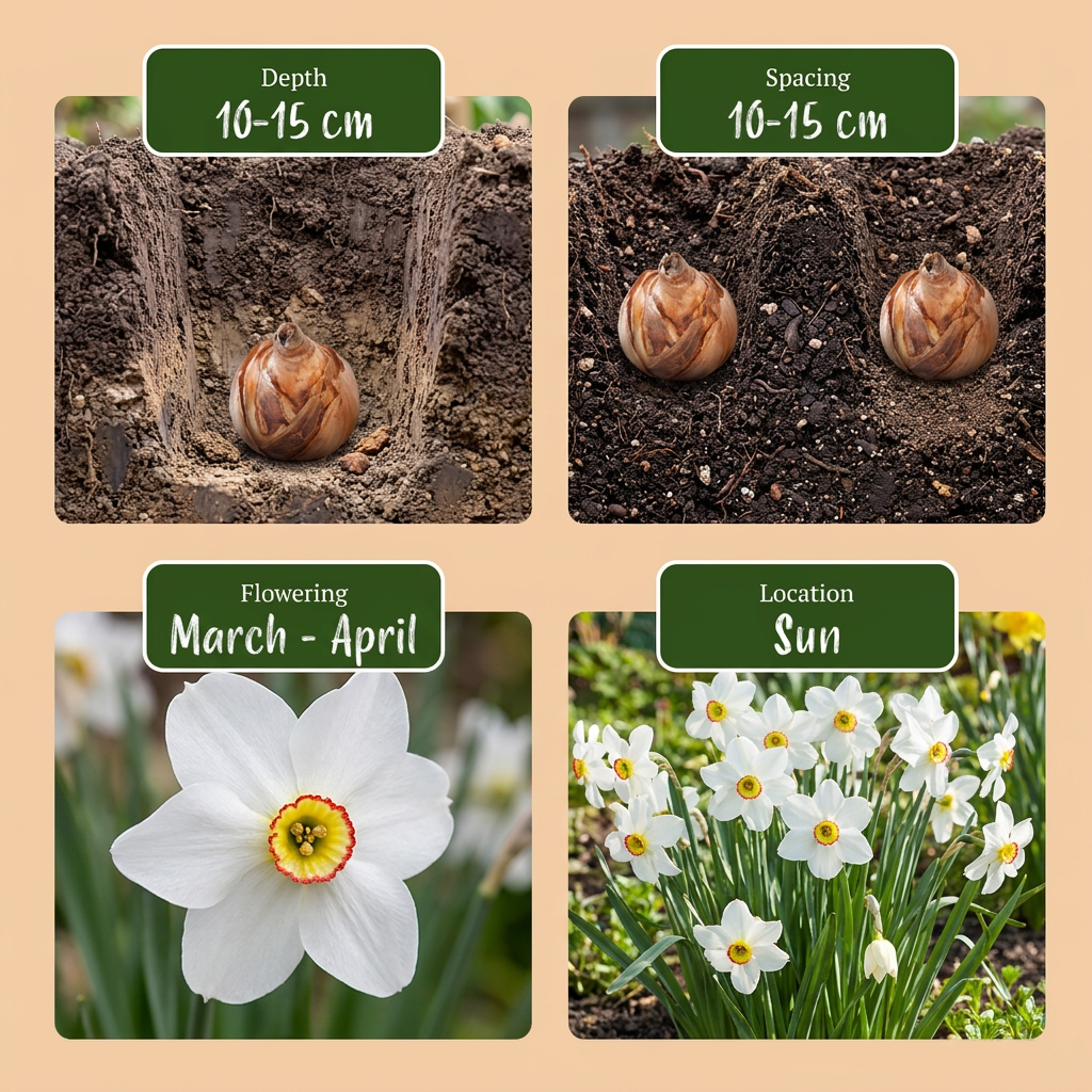 40x Narcissus Recurvus - Pheasant's Eye Narcissus - White - Spring bloomer