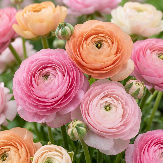 80x Ranunculus Pastel Mix - Pastel Mix Ranunculus - D - Summer bloomer