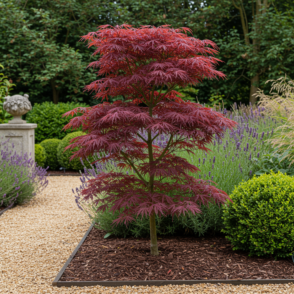 Japanischer Ahorn - Acer palmatum Trompenburg - Dunkel Lila - 2 Pflanzen - Laubabwerfend - Topf 19cm Höhe 70cm