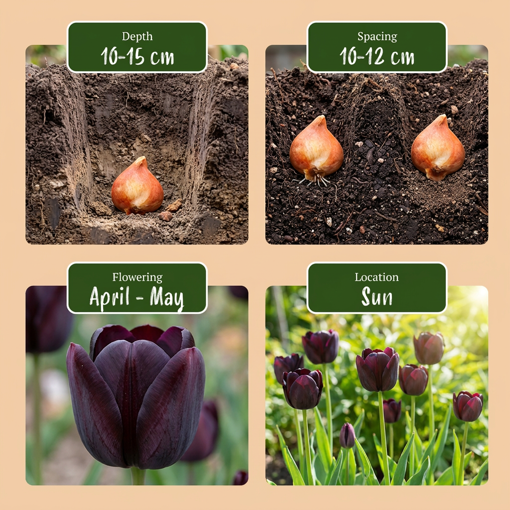 70x Tulipa Black - Black Tulip - Black - Spring bloomer - Bulb size 10/11