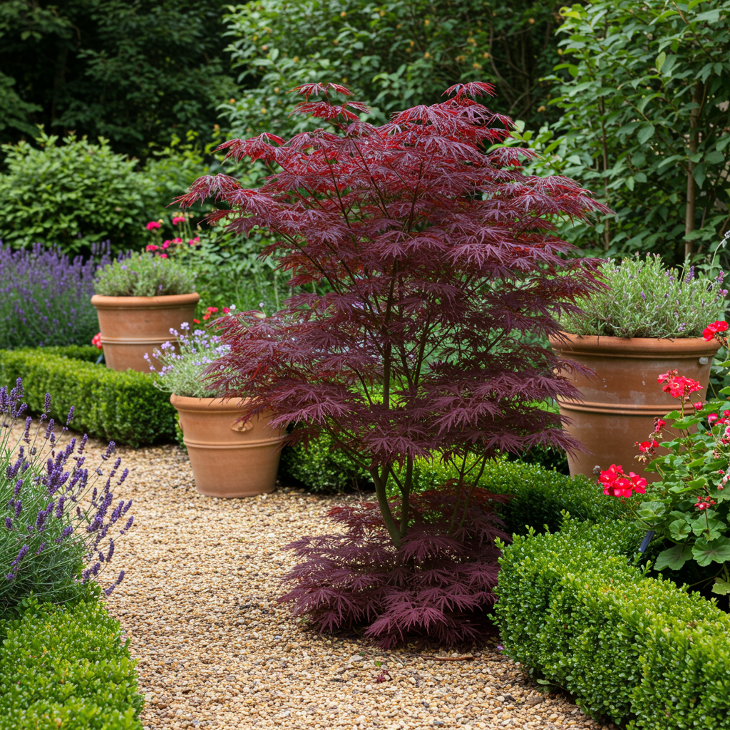 Japanischer Ahorn - Acer palmatum Bloodgood - Rot- 1 Pflanze - Laubabwerfend - Topf 19cm Höhe 70cm