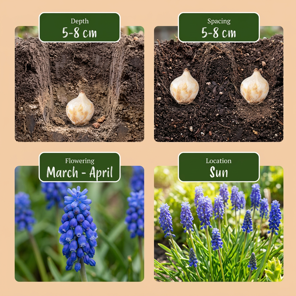 200x Muscari Armeniacum - Armenian grape hyacinth - Blue - Naturalizing bulb