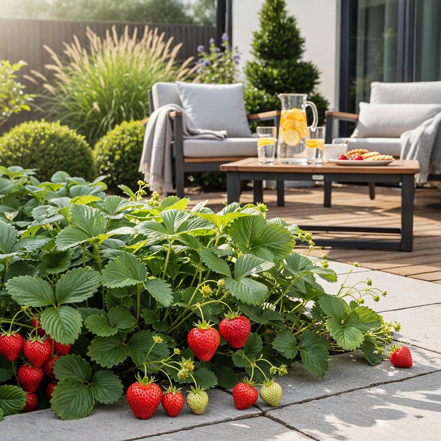 Obstpflanzen - Erdbeere - Fragaria Elsanta - Winterhart - 6 Pflanzen - Topf 9 cm - Rote Erdbeere