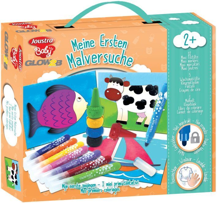 Bastelset-Malset, 12 Filzstifte, 5 Wachsmalkreiden, 1 Malblock mit Malvorlagen