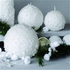 DEKOR KERZE KUGEL Schnee 100 MM, weiß, 4 Stück