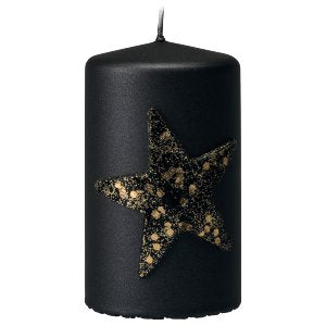 KERZE Stumpe "Noel" 100/60, schwarz, 4 Stück