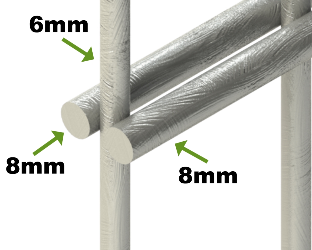 Doppelstabmattenzaun 103 x 251 cm, feuerverzinkt / silbergrau, 8/6/8, Standard