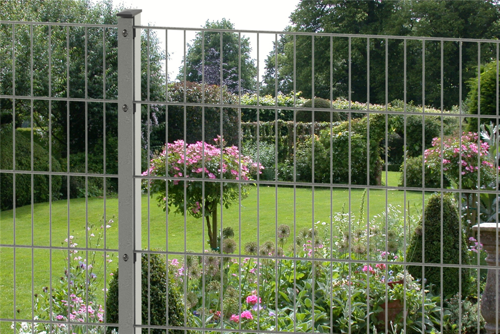 Doppelstabmattenzaun 183 x 251 cm, feuerverzinkt / silbergrau, 8/6/8, Premium